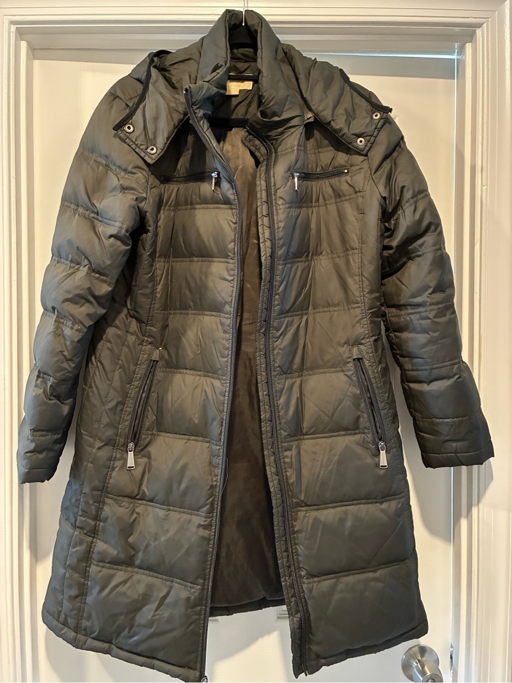 MICHAEL Michael Kors Olive Green Quilted Hooded Puffer Coat